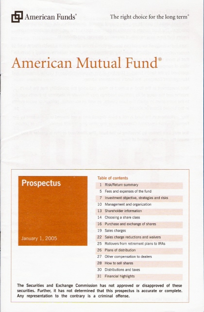 An example of a Mutual Fund Prospectus.