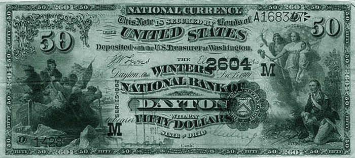 National bank note, Winters National Bank of Dayton, Ohio, printed in 1901.